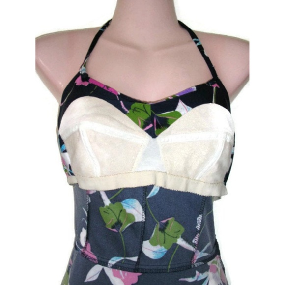 1970s vintage blue halter bullet bra midi dress - Picture 2 of 5